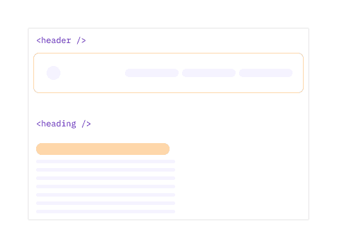Een abstracte weergave van de lay-out van een webpagina met de locatie van headings en een header